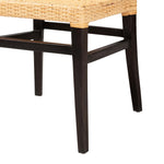 Load image into Gallery viewer, Baxton Studio Lingga Modern Bohemian Dark Brown Mahogany Wood And Natural Rattan Dining Chair
