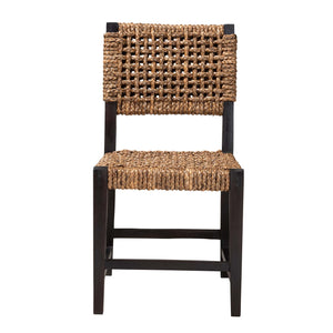 Baxton Studio Alise Modern Bohemian Dark Brown Mahogany Wood And Seagrass Dining Chair