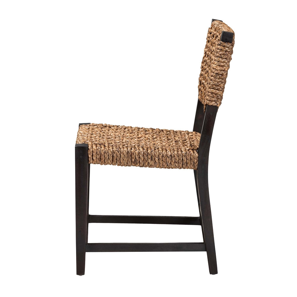 Baxton Studio Alise Modern Bohemian Dark Brown Mahogany Wood And Seagrass Dining Chair