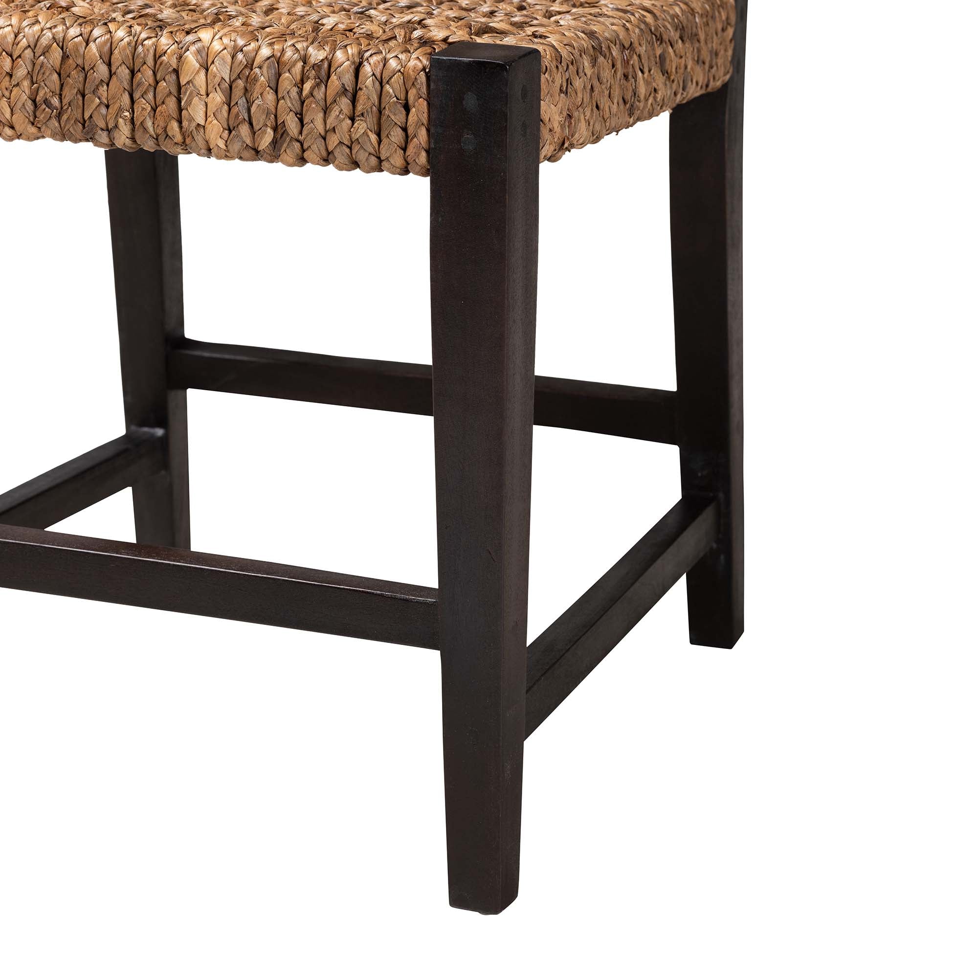 Baxton Studio Alise Modern Bohemian Dark Brown Mahogany Wood And Seagrass Dining Chair