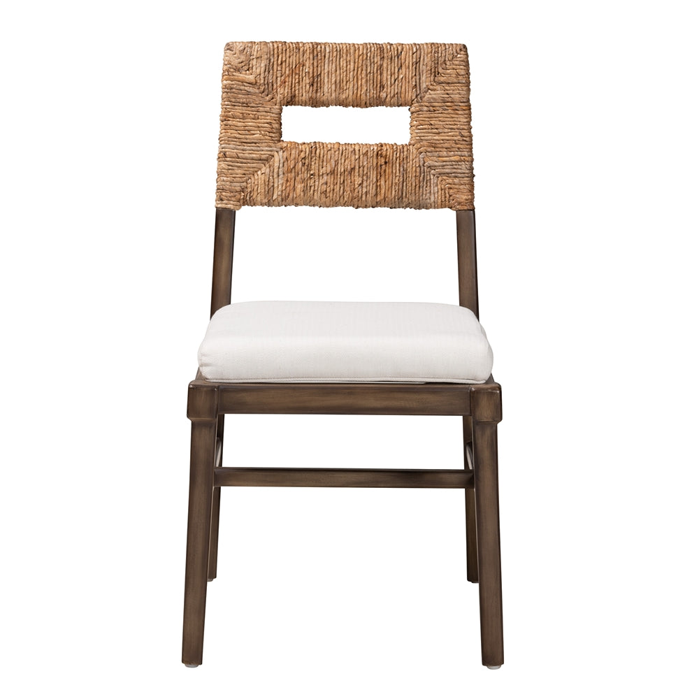 Baxton Studio Porsha Modern Bohemian Dark Brown Finished Mahogany Wood And Natural Rattan Dining Chair