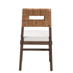 Baxton Studio Porsha Modern Bohemian Dark Brown Finished Mahogany Wood And Natural Rattan Dining Chair