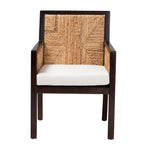 Load image into Gallery viewer, Baxton Studio Joana Modern Bohemian Dark Brown Mahogany Wood And Natural Seagrass Dining Arm Chair
