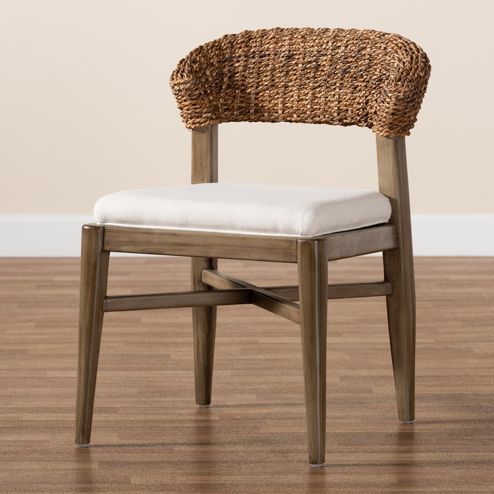 Baxton Studio Chloe Modern Bohemian Walnut Brown Finished Mahogany Wood And Natural Rattan Dining Chair