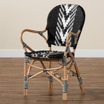 Load image into Gallery viewer, Baxton Studio Wallis Modern French Two-Tone Black And White Weaving And Natural Rattan Indoor Dining Chair
