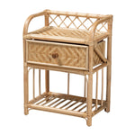 Load image into Gallery viewer, Baxton Studio Kobie Modern Bohemian Natural Brown Rattan 1-Drawer Nightstand
