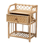 Load image into Gallery viewer, Baxton Studio Kobie Modern Bohemian Natural Brown Rattan 1-Drawer Nightstand
