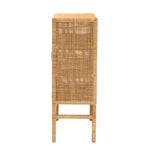 Load image into Gallery viewer, Baxton Studio Vivan Modern Bohemian Natural Brown Rattan And Mahogany Wood 3-Shelf Storage Cabinet
