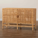 Load image into Gallery viewer, Baxton Studio Vivan Modern Bohemian Natural Brown Rattan And Mahogany Wood Storage Cabinet
