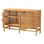 Load image into Gallery viewer, Baxton Studio Vivan Modern Bohemian Natural Brown Rattan And Mahogany Wood Storage Cabinet
