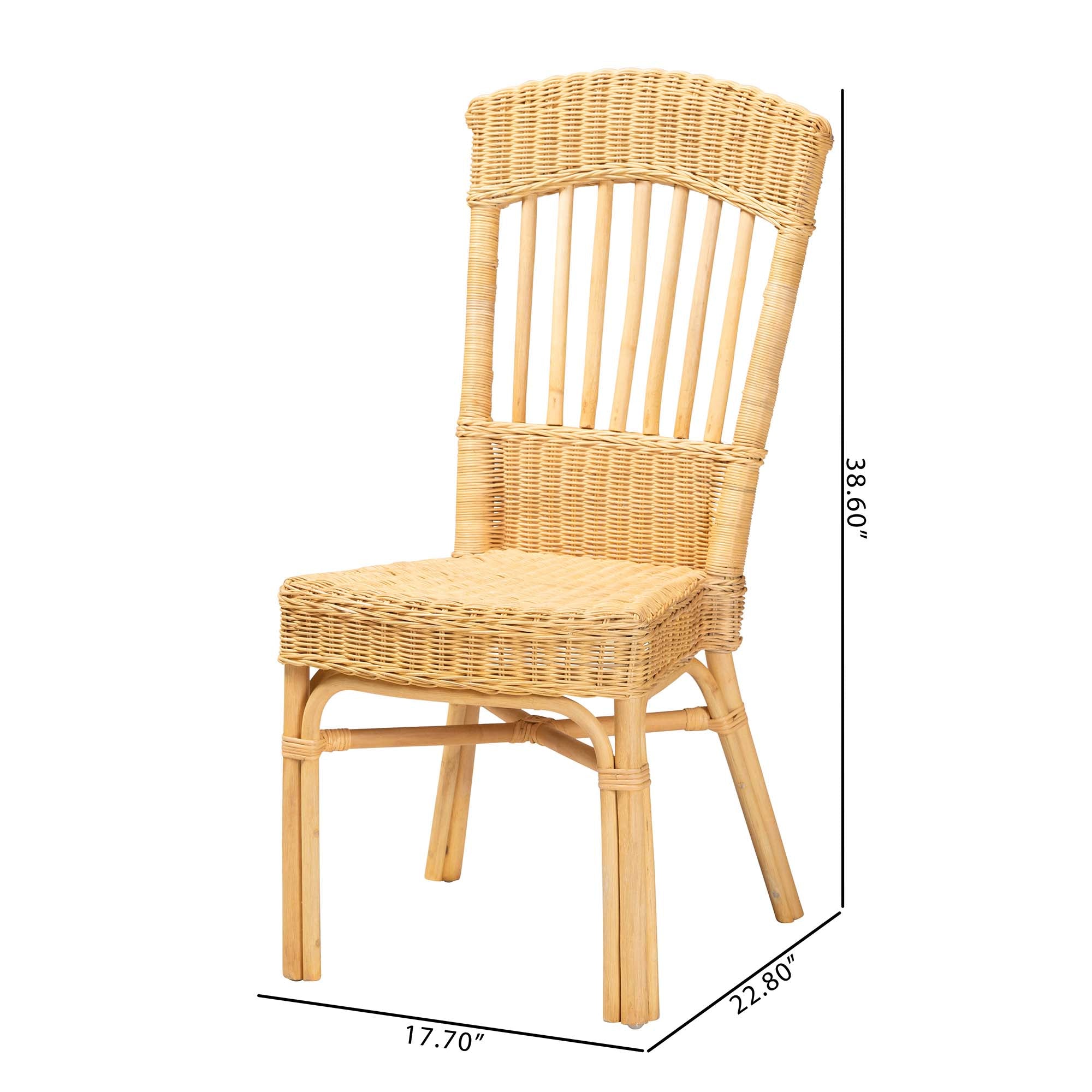 Baxton Studio Barito Modern Bohemian Natural Brown Rattan Dining Chair