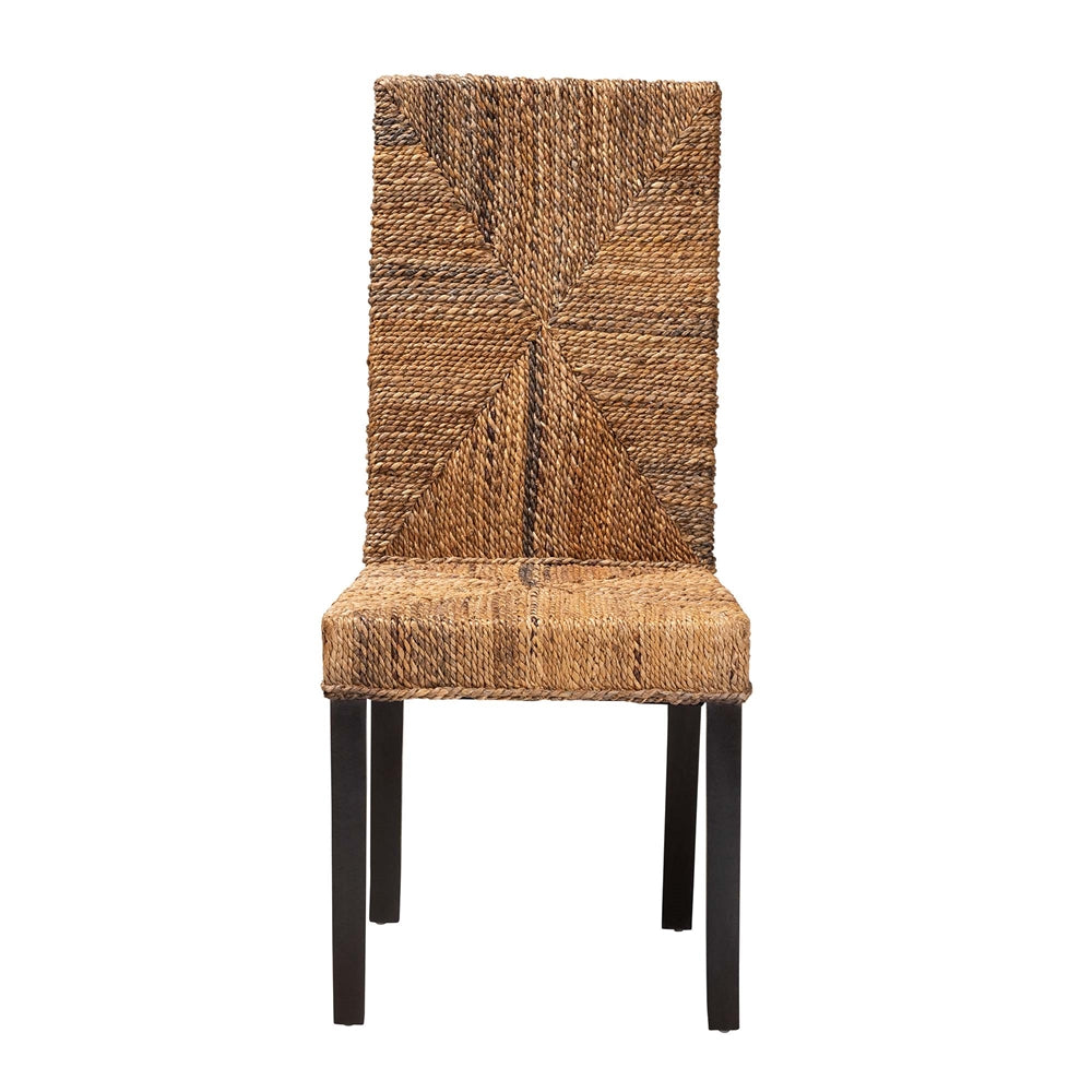 Baxton Studio Laymi Modern Bohemian Dark Brown Mahogany Wood And Seagrass Dining Chair