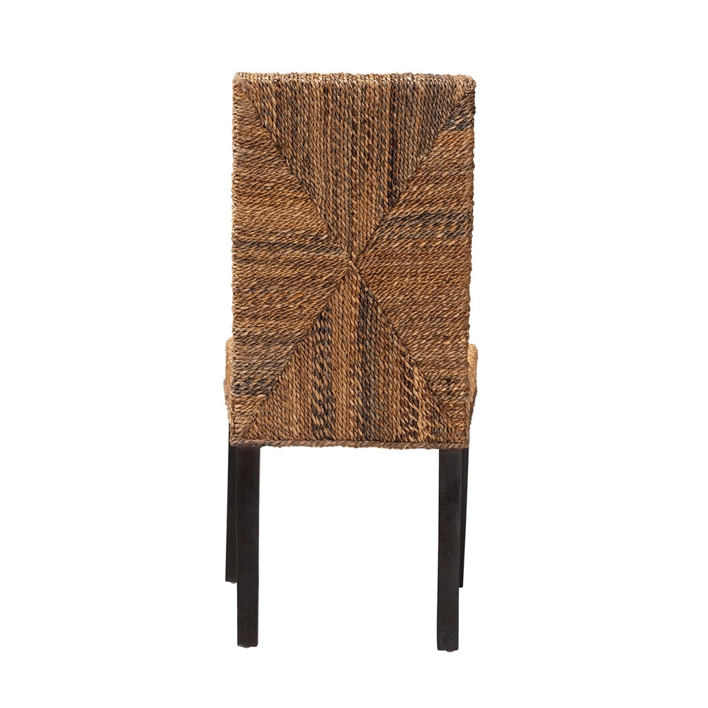 Baxton Studio Laymi Modern Bohemian Dark Brown Mahogany Wood And Seagrass Dining Chair