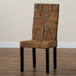 Baxton Studio Laymi Modern Bohemian Dark Brown Mahogany Wood And Seagrass Dining Chair