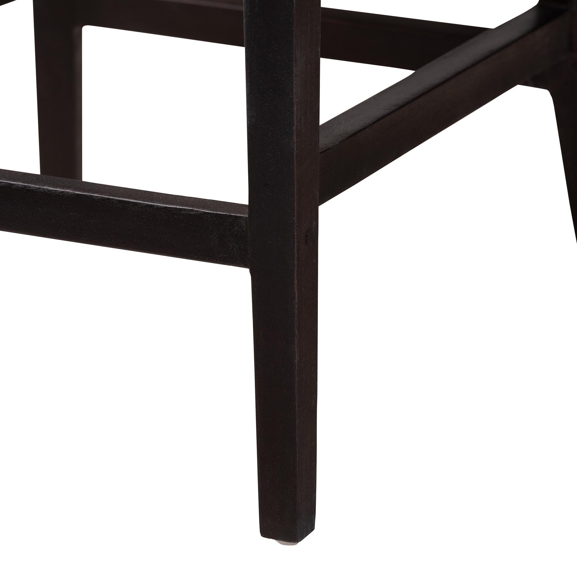 Baxton Studio Lingga Modern Bohemian Dark Brown Mahogany Wood And Natural Rattan Counter Stool