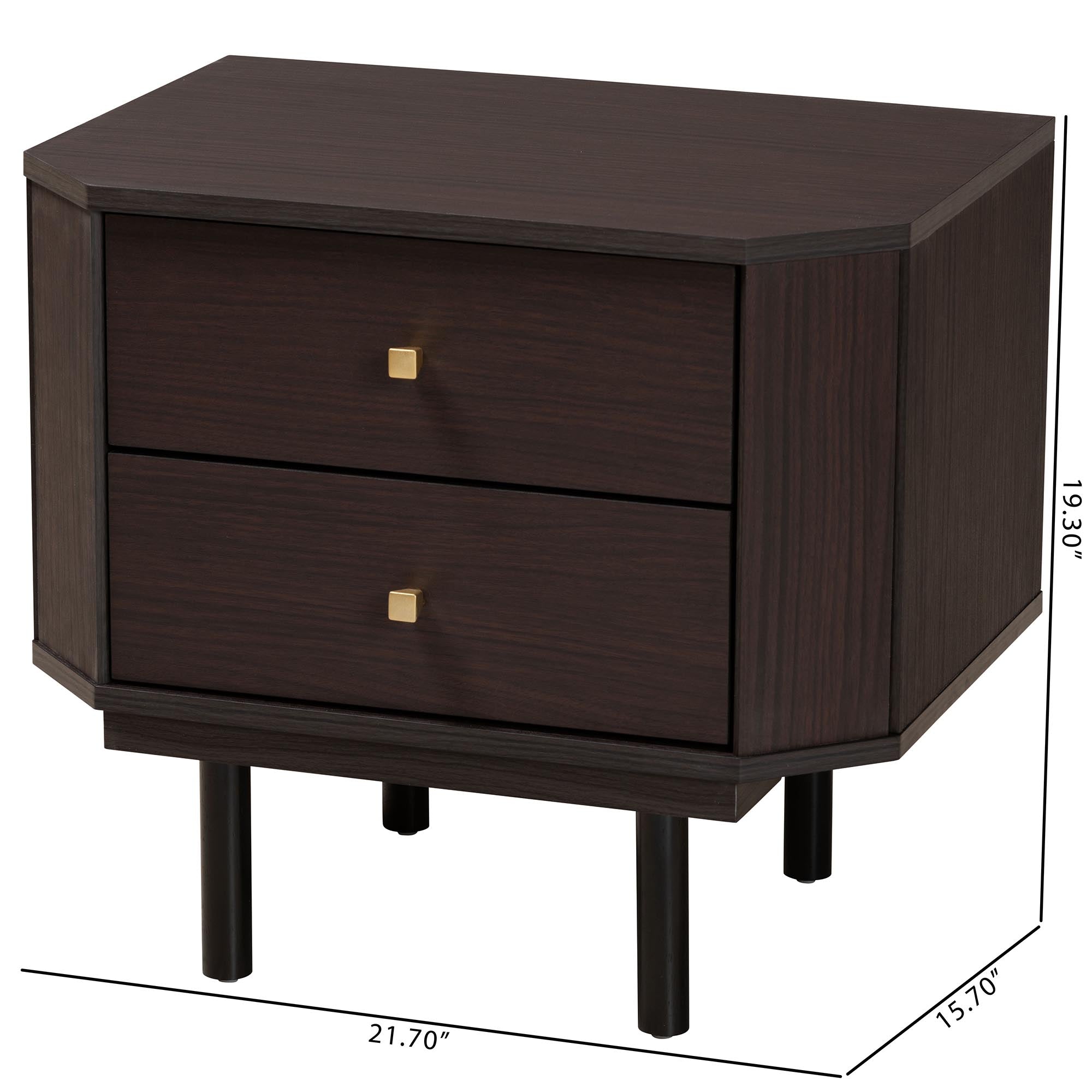 Baxton Studio Norwood Modern Transitional Two-Tone Black And Espresso Brown Finished Wood 2-Drawer End Table