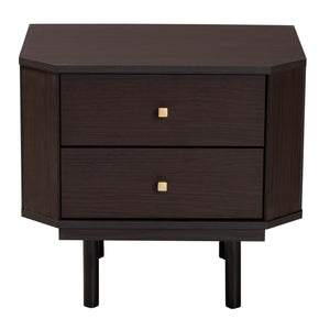 Baxton Studio Norwood Modern Transitional Two-Tone Black And Espresso Brown Finished Wood 2-Drawer End Table