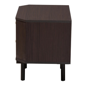 Baxton Studio Norwood Modern Transitional Two-Tone Black And Espresso Brown Finished Wood 2-Drawer End Table