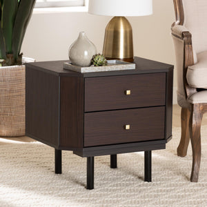 Baxton Studio Norwood Modern Transitional Two-Tone Black And Espresso Brown Finished Wood 2-Drawer End Table