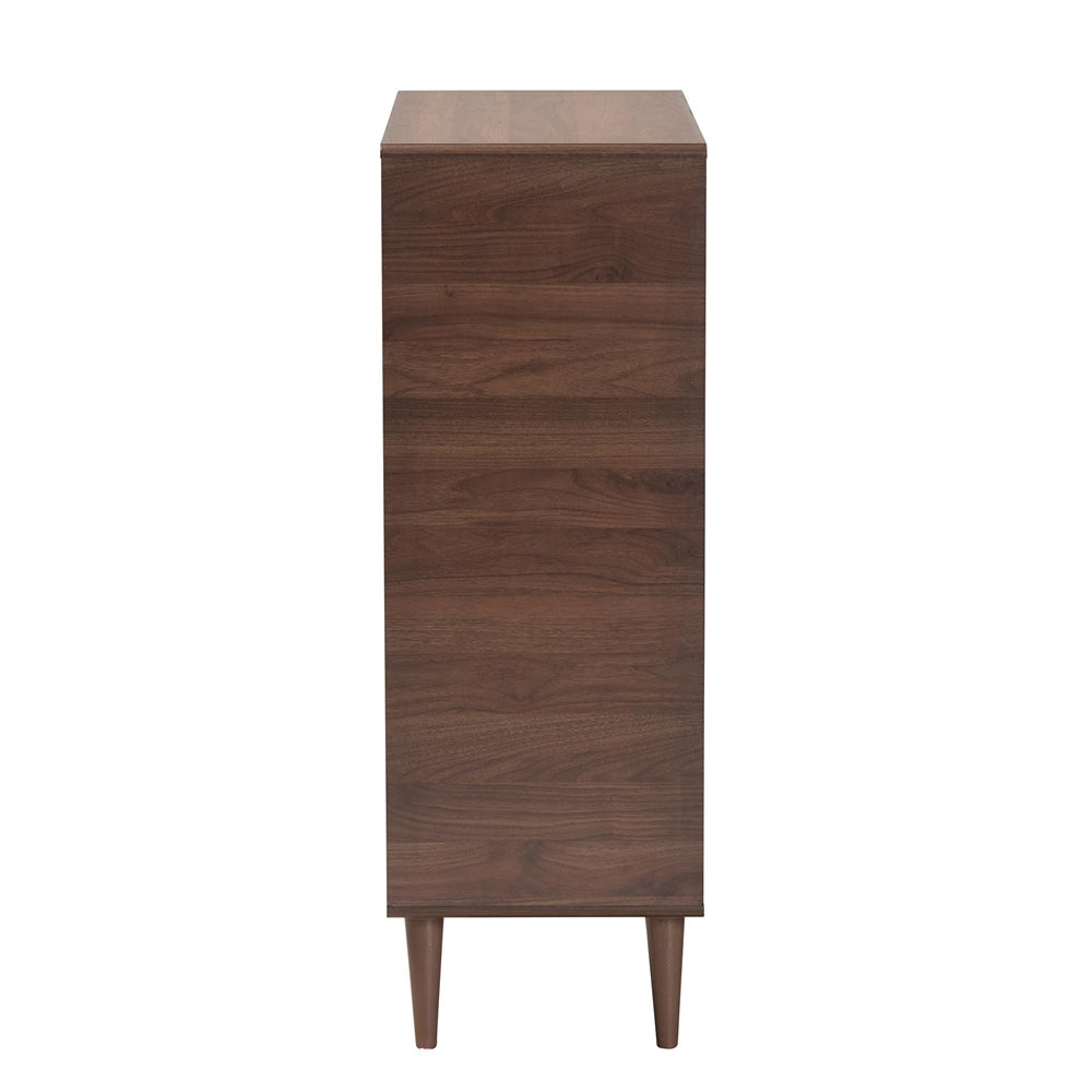 Baxton Studio Keiran Mid-Century Modern Walnut Brown Finished Wood 2-Door Shoe Cabinet