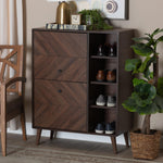 Load image into Gallery viewer, BAXTON STUDIO KEIRAN MID-CENTURY MODERN WALNUT BROWN FINISHED WOOD 2-DOOR SHOE CABINET
