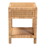 Load image into Gallery viewer, Baxton Studio Adelia Modern Bohemian Natural Rattan And Mahogany Wood 1-Drawer Nightstand
