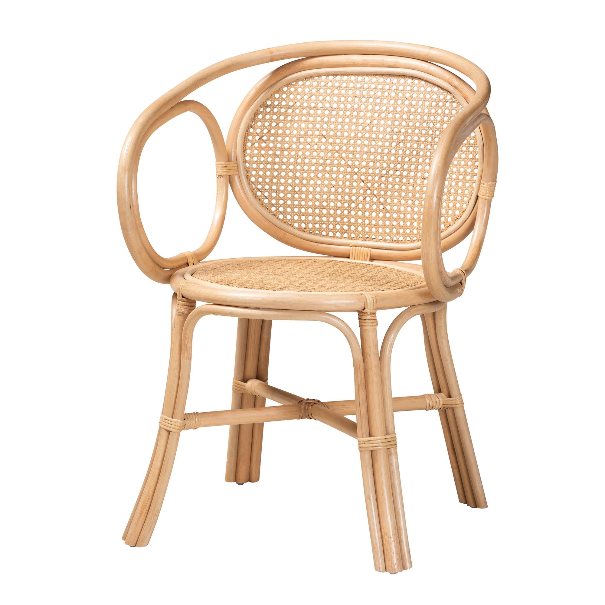 Baxton Studio Palesa Modern Bohemian Natural Brown Rattan Dining Chair