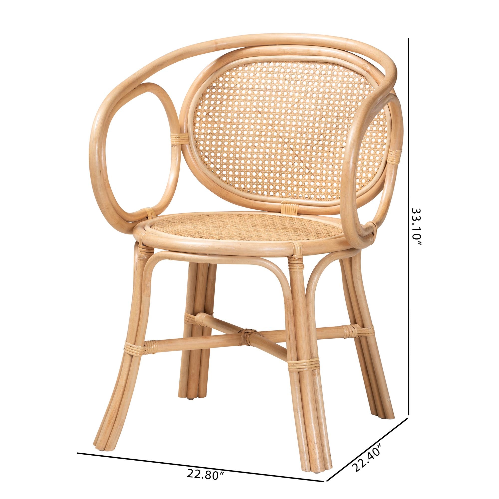 Baxton Studio Palesa Modern Bohemian Natural Brown Rattan Dining Chair