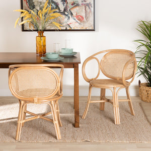 Baxton Studio Palesa Modern Bohemian Natural Brown Rattan Dining Chair