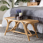 Load image into Gallery viewer, Baxton Studio Septa Modern Bohemian Natural Brown Rattan Accent Bench
