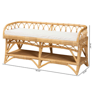 Baxton Studio Leryn Modern Bohemian Natural Brown Rattan Bench