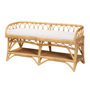 Baxton Studio Leryn Modern Bohemian Natural Brown Rattan Bench