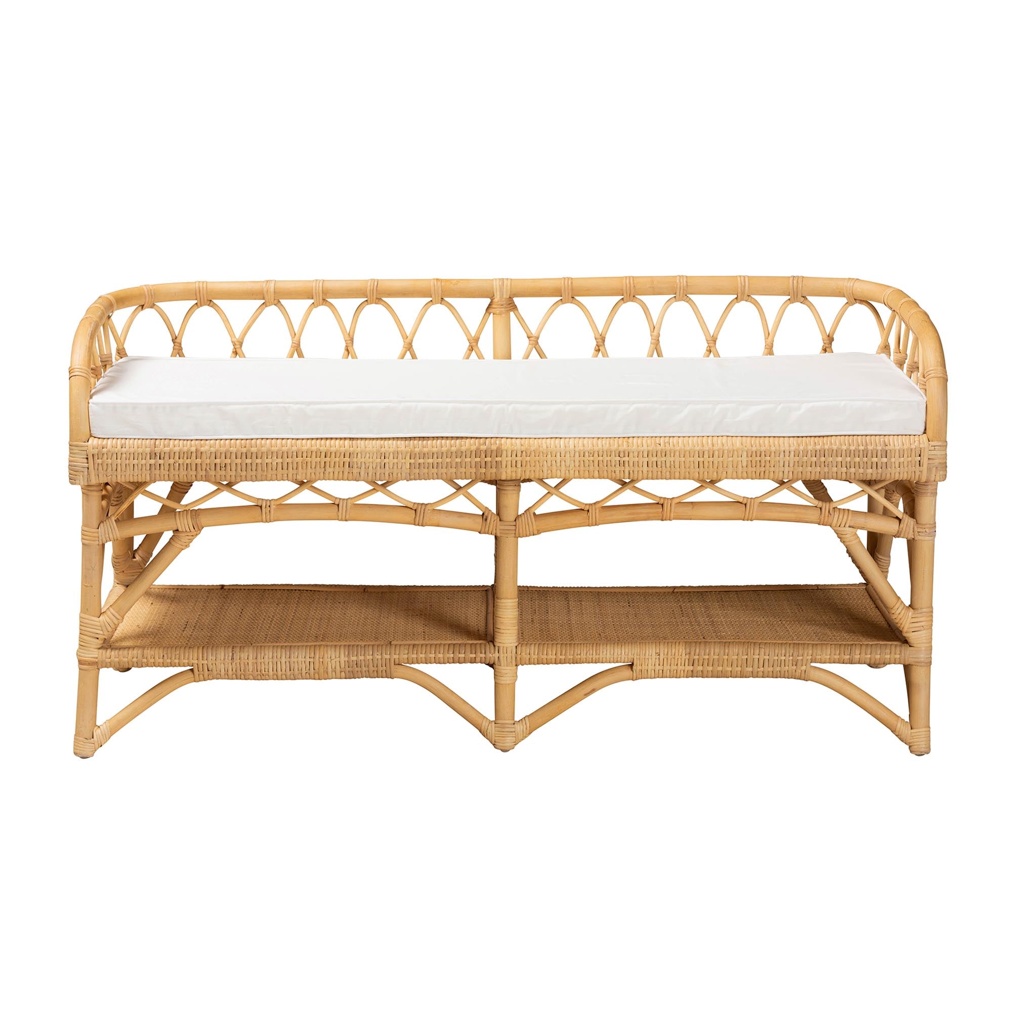 Baxton Studio Leryn Modern Bohemian Natural Brown Rattan Bench