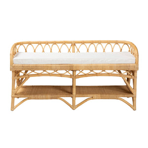 Baxton Studio Leryn Modern Bohemian Natural Brown Rattan Bench