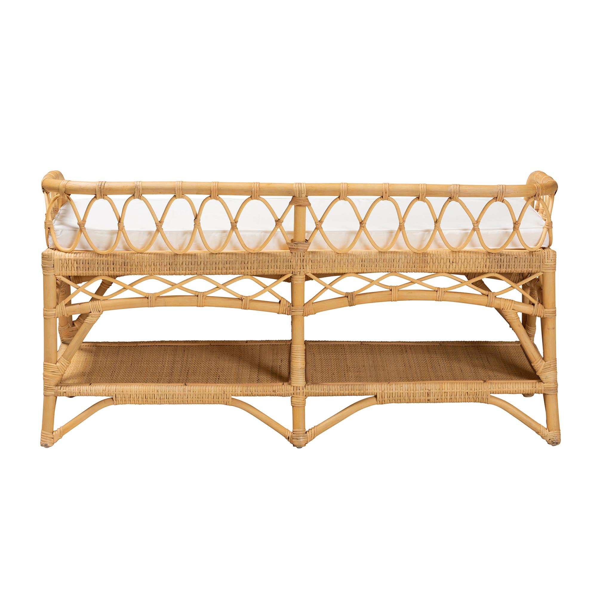 Baxton Studio Leryn Modern Bohemian Natural Brown Rattan Bench