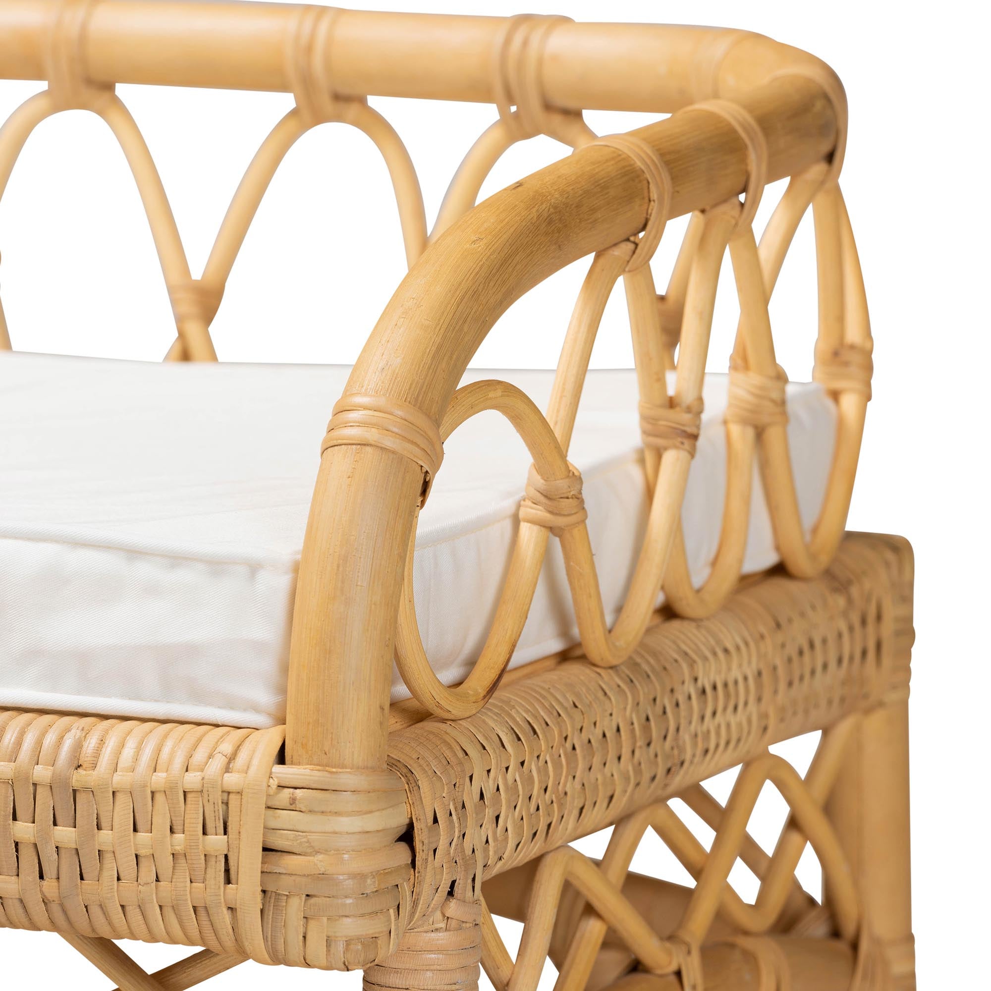 Baxton Studio Leryn Modern Bohemian Natural Brown Rattan Bench