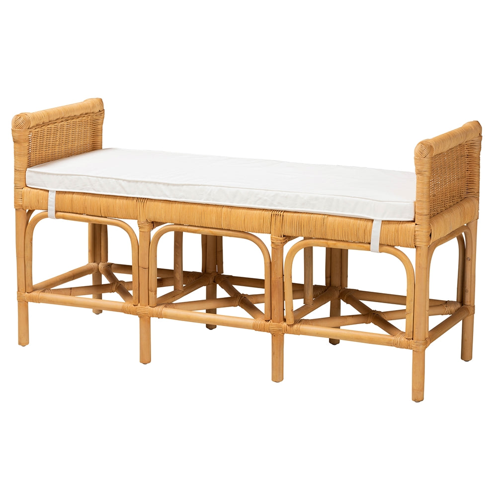 Baxton Studio Nairi Modern Bohemian Natural Brown Rattan Bench