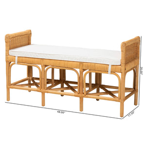 Baxton Studio Nairi Modern Bohemian Natural Brown Rattan Bench