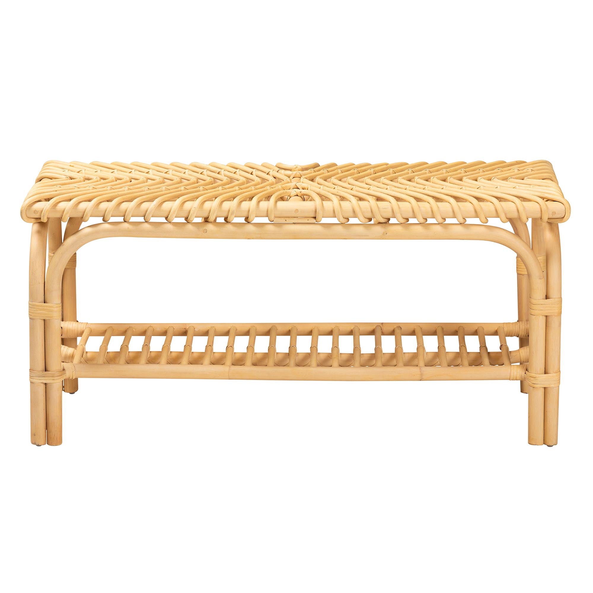 Baxton Studio Himari Modern Bohemian Natural Brown Rattan Accent Bench