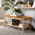 Load image into Gallery viewer, Baxton Studio Himari Modern Bohemian Natural Brown Rattan Accent Bench
