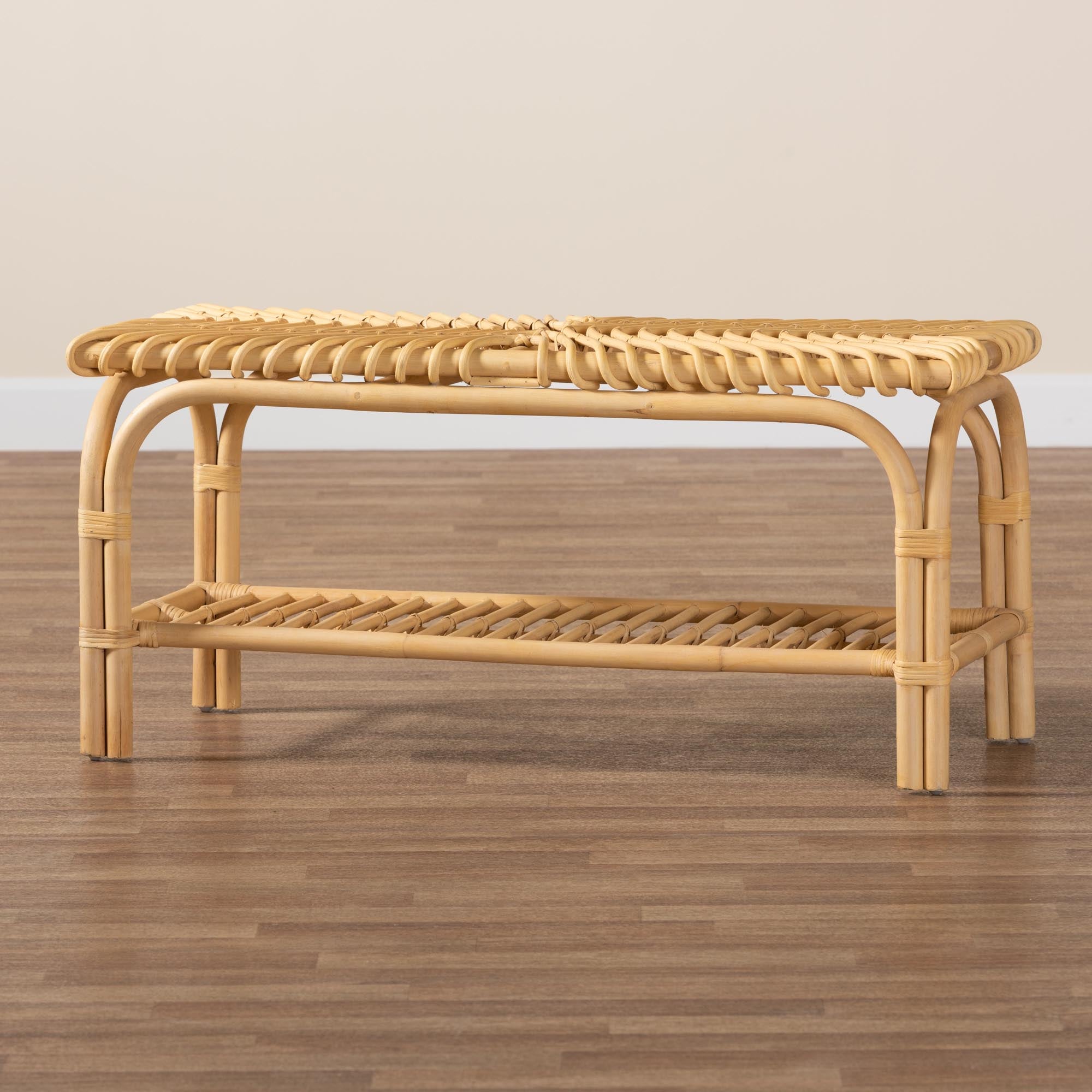 Baxton Studio Himari Modern Bohemian Natural Brown Rattan Accent Bench