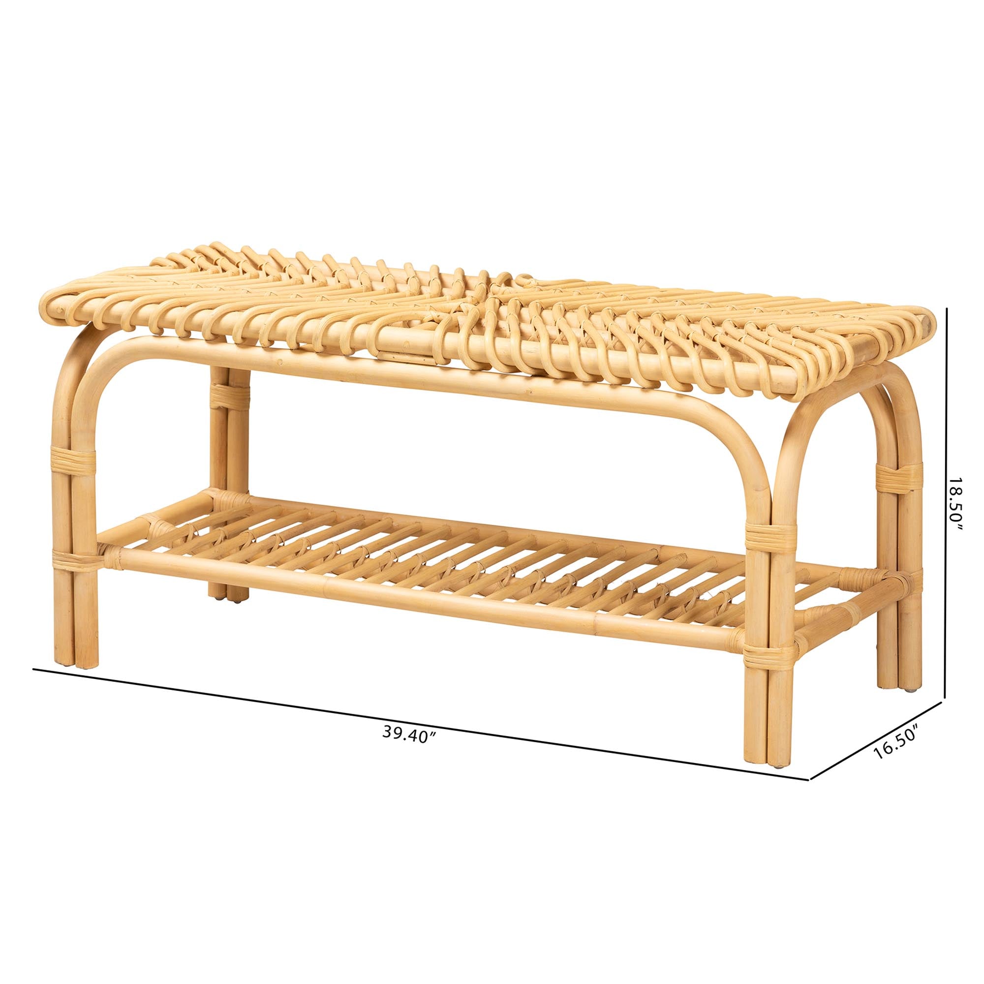 Baxton Studio Himari Modern Bohemian Natural Brown Rattan Accent Bench