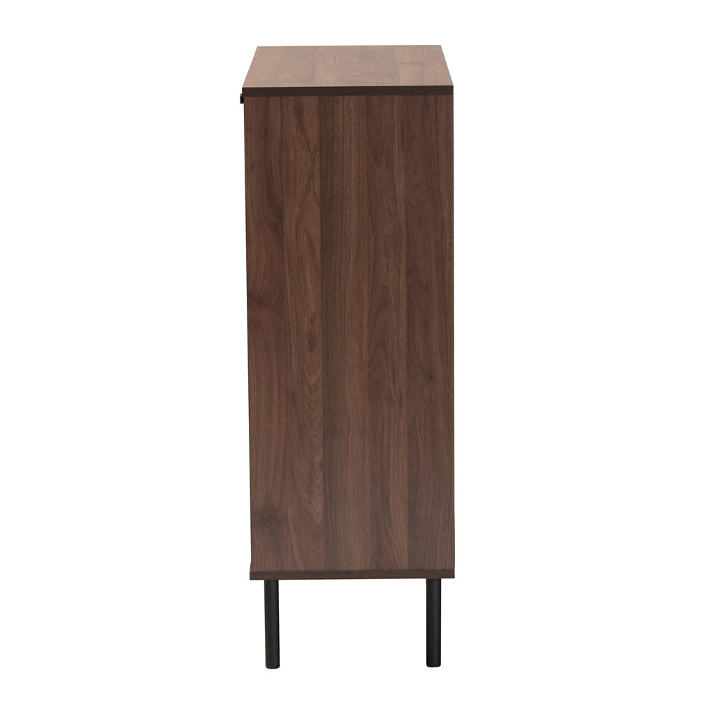 Baxton Studio Josette Mid-Century Modern Transitional Walnut Brown Finished Wood 1-Door Shoe Cabinet