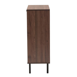 Baxton Studio Josette Mid-Century Modern Transitional Walnut Brown Finished Wood 1-Door Shoe Cabinet