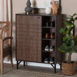 Load image into Gallery viewer, BAXTON STUDIO JOSETTE MID-CENTURY MODERN TRANSITIONAL WALNUT BROWN FINISHED WOOD 1-DOOR SHOE CABINET
