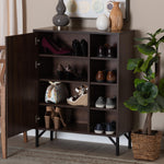 Load image into Gallery viewer, Baxton Studio Josette Mid-Century Modern Transitional Walnut Brown Finished Wood 1-Door Shoe Cabinet
