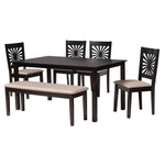 Load image into Gallery viewer, Baxton Studio Olympia Modern Beige Fabric And Espresso Brown Finished Wood 6-Piece Dining Set
