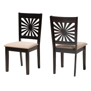 Baxton Studio Olympia Modern Beige Fabric And Espresso Brown Finished Wood 2-Piece Dining Chair Set