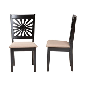 Baxton Studio Olympia Modern Beige Fabric And Espresso Brown Finished Wood 2-Piece Dining Chair Set