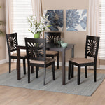 Load image into Gallery viewer, Baxton Studio Olympia Modern Beige Fabric And Espresso Brown Finished Wood 5-Piece Dining Set
